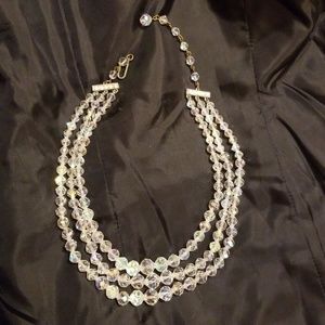 1950s 3 strand crystal necklace